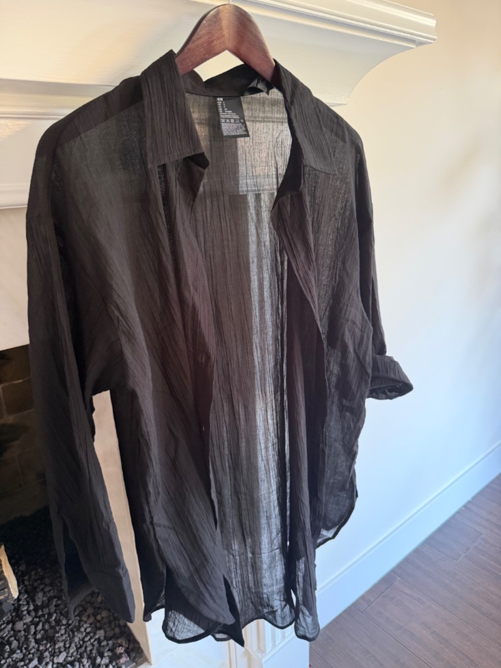 NWOT Long Sheer Button Up Shirt, H&M, Size S